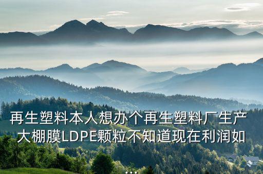 再生塑料本人想办个再生塑料厂生产 大棚膜LDPE颗粒不知道现在利润如...
