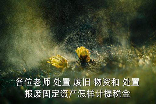 各位老师 处置 废旧 物资和 处置报废固定资产怎样计提税金