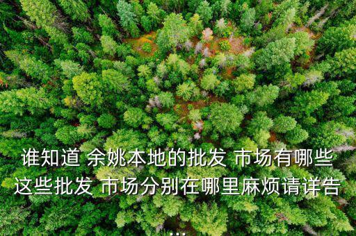 谁知道 余姚本地的批发 市场有哪些这些批发 市场分别在哪里麻烦请详告...