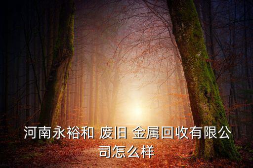  河南永裕和 废旧 金属回收有限公司怎么样