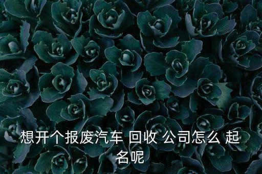 想开个报废汽车 回收 公司怎么 起名呢