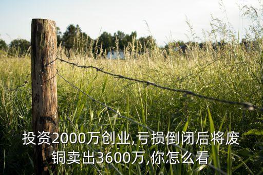 投资2000万创业,亏损倒闭后将废铜卖出3600万,你怎么看
