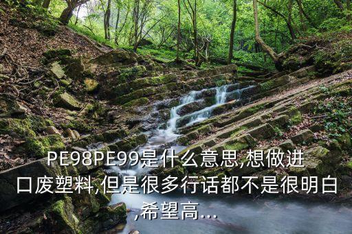 PE98PE99是什么意思,想做进口废塑料,但是很多行话都不是很明白,希望高...