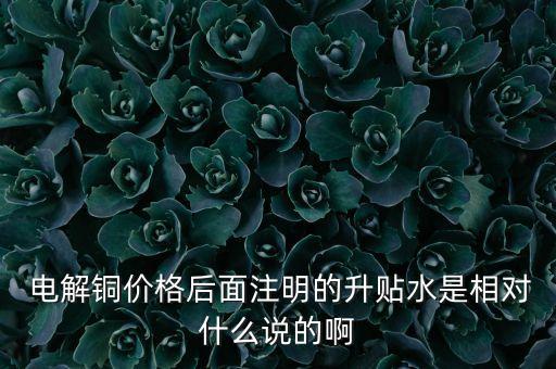 电解铜价格后面注明的升贴水是相对什么说的啊