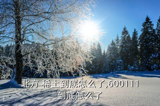 北方 稀土到底怎么了,600111到底怎么了