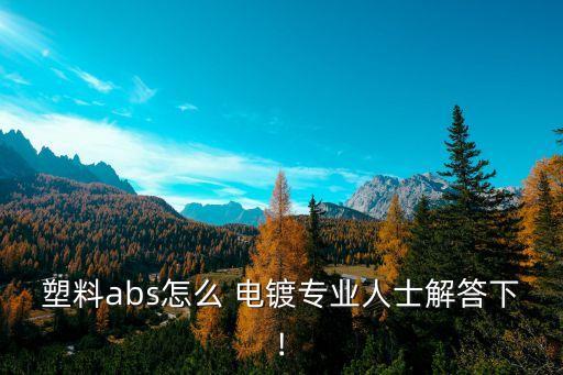 塑料abs怎么 电镀专业人士解答下!