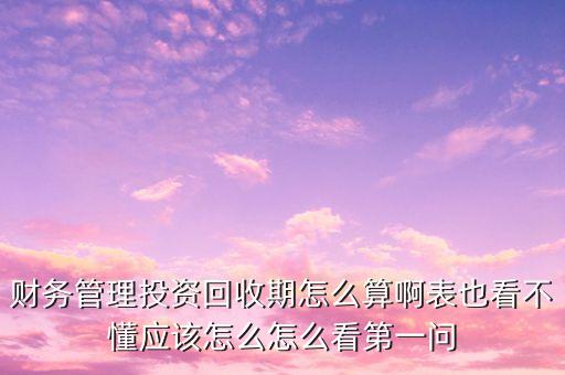 财务管理投资回收期怎么算啊表也看不懂应该怎么怎么看第一问