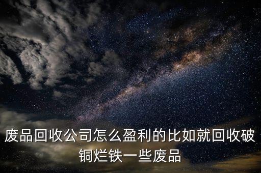 废品回收公司怎么盈利的比如就回收破铜烂铁一些废品