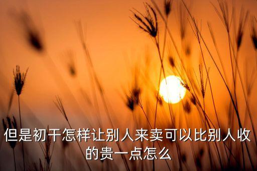 但是初干怎样让别人来卖可以比别人收的贵一点怎么