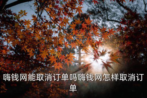 嗨钱网能取消订单吗嗨钱网怎样取消订单