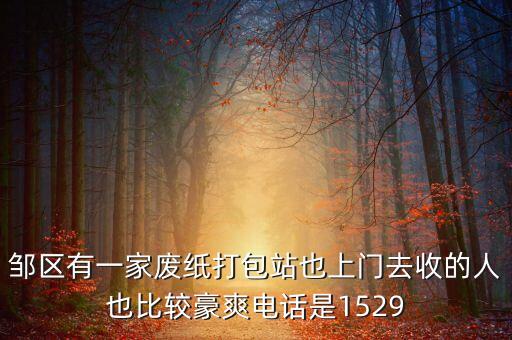 邹区有一家废纸打包站也上门去收的人也比较豪爽电话是1529