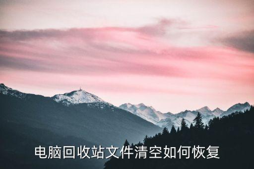 电脑回收站文件清空如何恢复