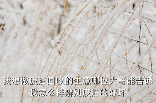 我想做废油回收的生意哪位大哥能告诉我怎么样辨别废油的好坏
