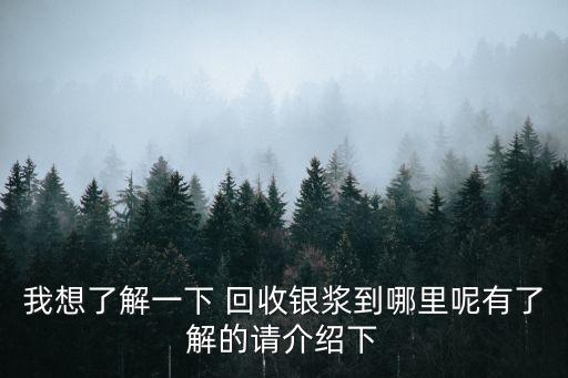 湖北哪里回收银粉，我想了解一下 回收银浆到哪里呢有了解的请介绍下