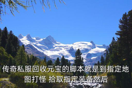 传奇私服回收元宝的脚本就是到指定地图打怪 拾取指定装备然后