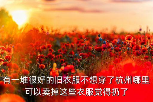 有一堆很好的旧衣服不想穿了杭州哪里可以卖掉这些衣服觉得扔了