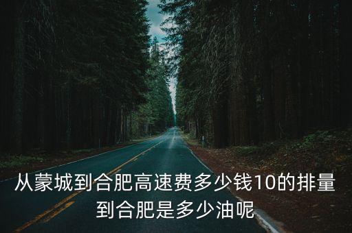 从蒙城到合肥高速费多少钱10的排量到合肥是多少油呢
