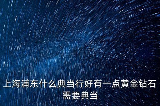 上海最大最正规的典当行，上海浦东什么典当行好有一点黄金钻石需要典当