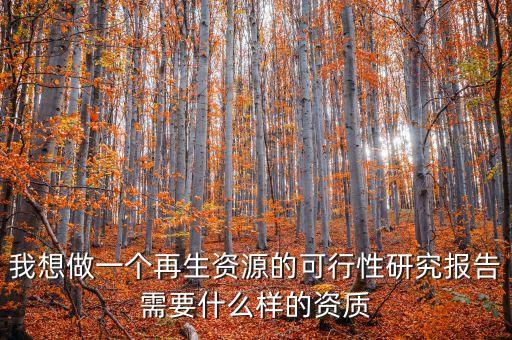 我想做一个再生资源的可行性研究报告需要什么样的资质
