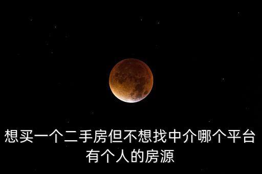 想买一个二手房但不想找中介哪个平台有个人的房源