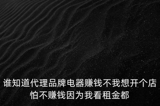 谁知道代理品牌电器赚钱不我想开个店怕不赚钱因为我看租金都