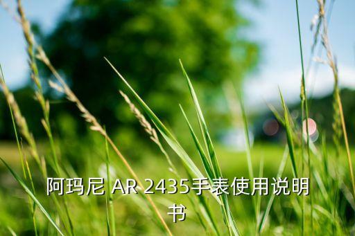 阿玛尼 AR 2435手表使用说明书