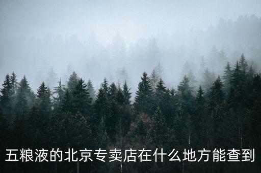 五粮液专卖店地址查询，五粮液的北京专卖店在什么地方能查到