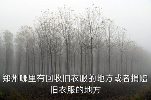 郑州哪里有回收旧衣服的地方或者捐赠旧衣服的地方