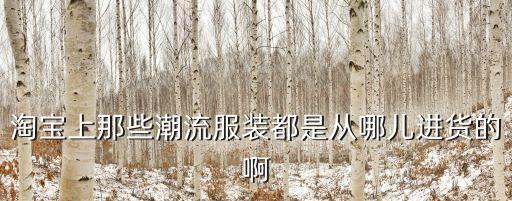 淘宝上那些潮流服装都是从哪儿进货的啊