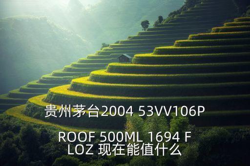 贵州茅台2004 53VV106PROOF 500ML 1694 FLOZ 现在能值什么