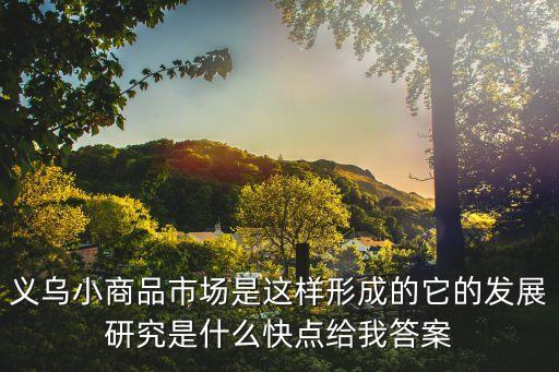 义乌小商品市场是这样形成的它的发展研究是什么快点给我答案