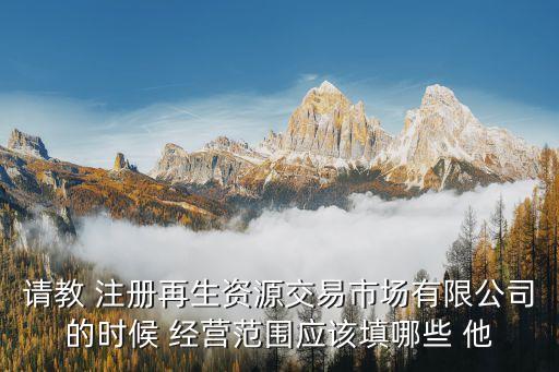 请教 注册再生资源交易市场有限公司的时候 经营范围应该填哪些 他