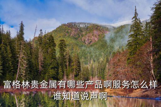 富格林贵金属有哪些产品啊服务怎么样谁知道说声啊