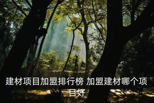 加盟建材做什么好，最近想加盟建材行业有什么好的产品吗