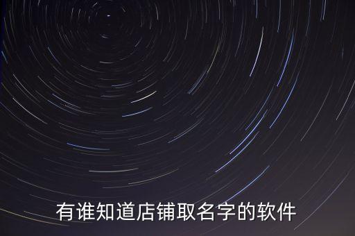 有谁知道店铺取名字的软件