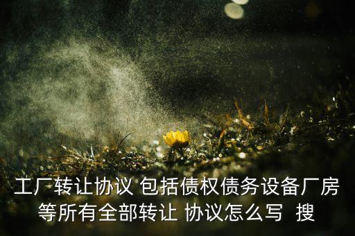 工厂转让协议 包括债权债务设备厂房等所有全部转让 协议怎么写  搜