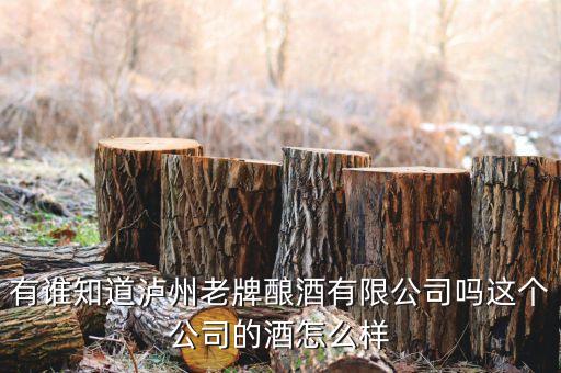 有谁知道泸州老牌酿酒有限公司吗这个公司的酒怎么样