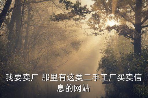 我要卖厂 那里有这类二手工厂买卖信息的网站