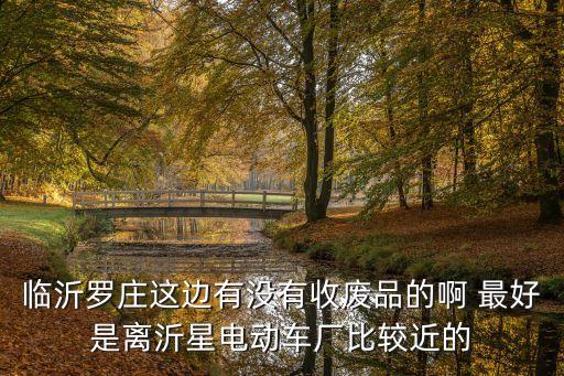 临沂罗庄这边有没有收废品的啊 最好是离沂星电动车厂比较近的