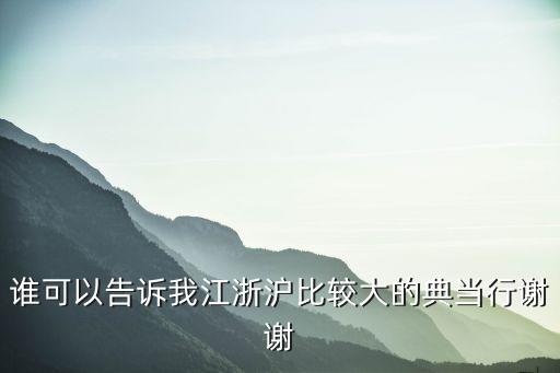 谁可以告诉我江浙沪比较大的典当行谢谢