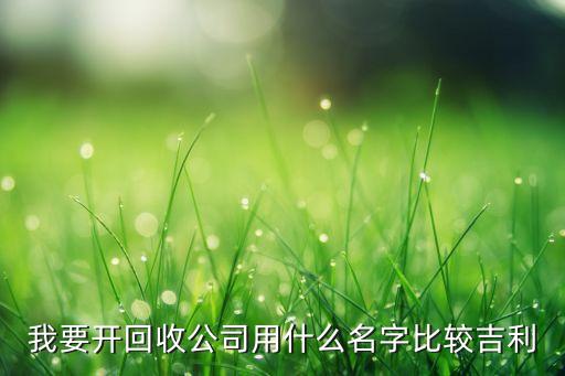 我要开回收公司用什么名字比较吉利