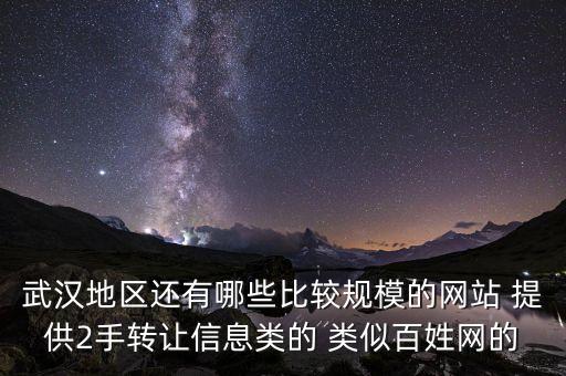 武汉地区还有哪些比较规模的网站 提供2手转让信息类的 类似百姓网的