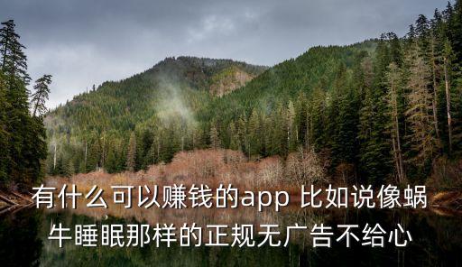 有什么可以赚钱的app 比如说像蜗牛睡眠那样的正规无广告不给心