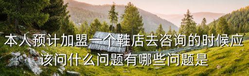 本人预计加盟一个鞋店去咨询的时候应该问什么问题有哪些问题是