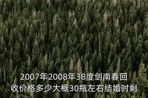 回收剑南春，2007年2008年38度剑南春回收价格多少