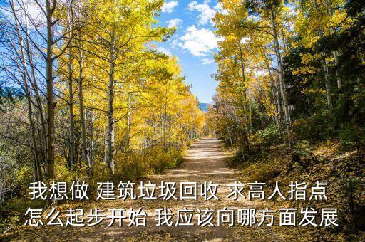 我想做 建筑垃圾回收 求高人指点 怎么起步开始 我应该向哪方面发展