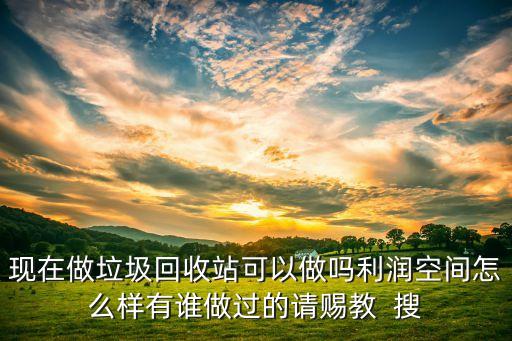 现在做垃圾回收站可以做吗利润空间怎么样有谁做过的请赐教  搜
