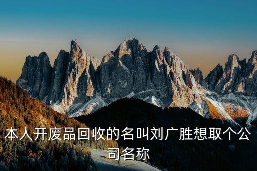 本人开废品回收的名叫刘广胜想取个公司名称