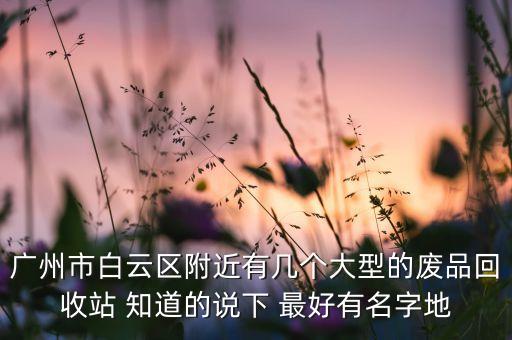 广州市白云区附近有几个大型的废品回收站 知道的说下 最好有名字地